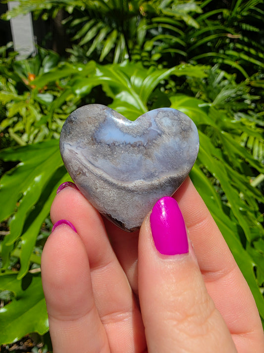 Blue Flower Agate Heart [A]