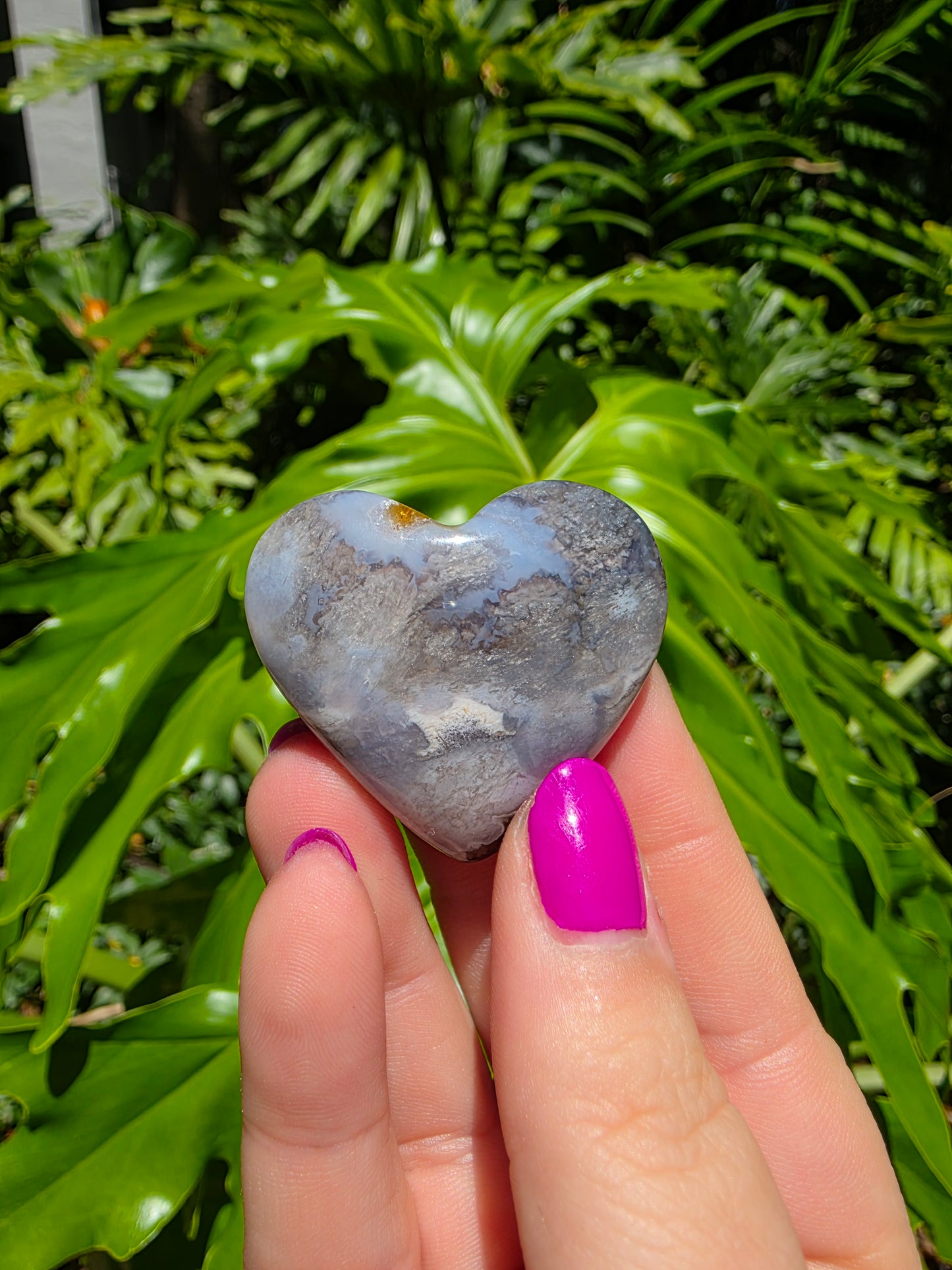 Blue Flower Agate Heart [A]