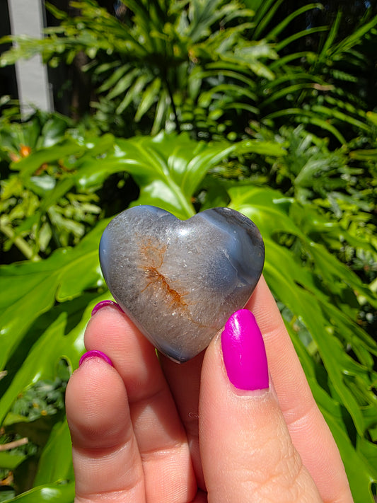 Blue Flower Agate Heart [B]