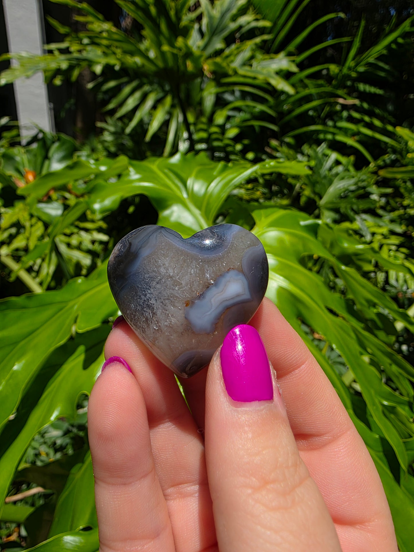 Blue Flower Agate Heart [B]
