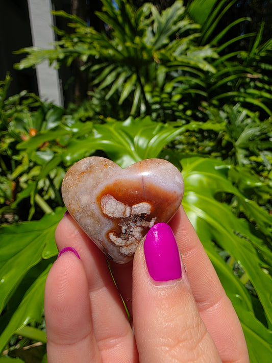 Blue Flower Agate Heart [C]