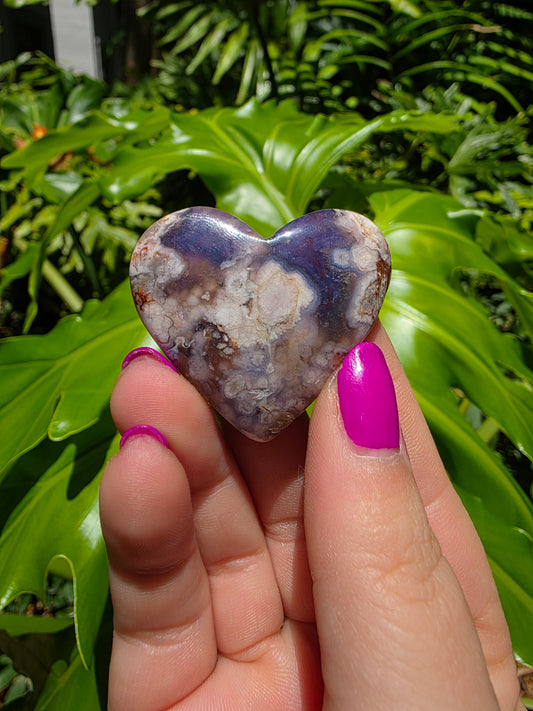 Blue Flower Agate Heart [D]