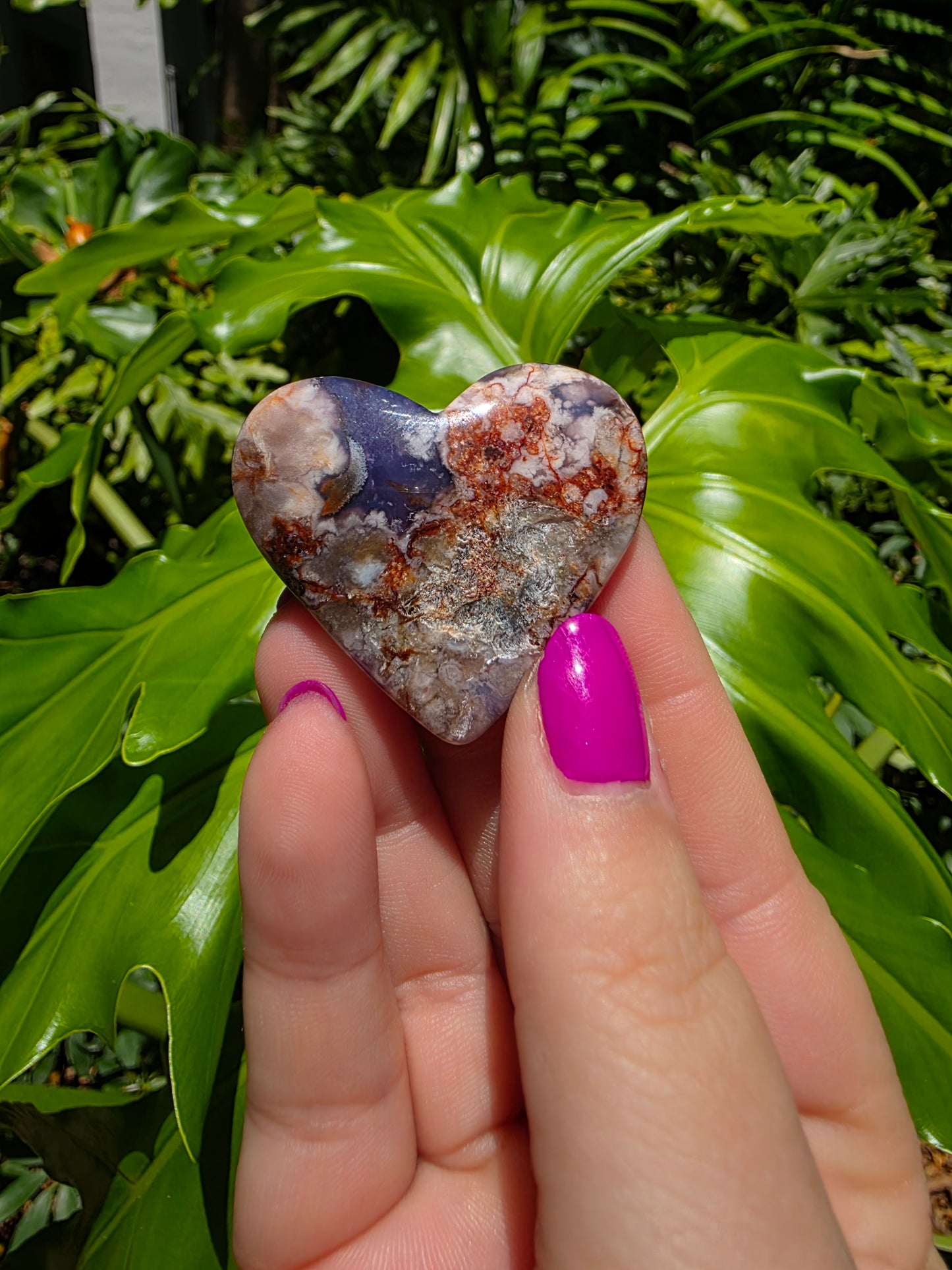 Blue Flower Agate Heart [D]