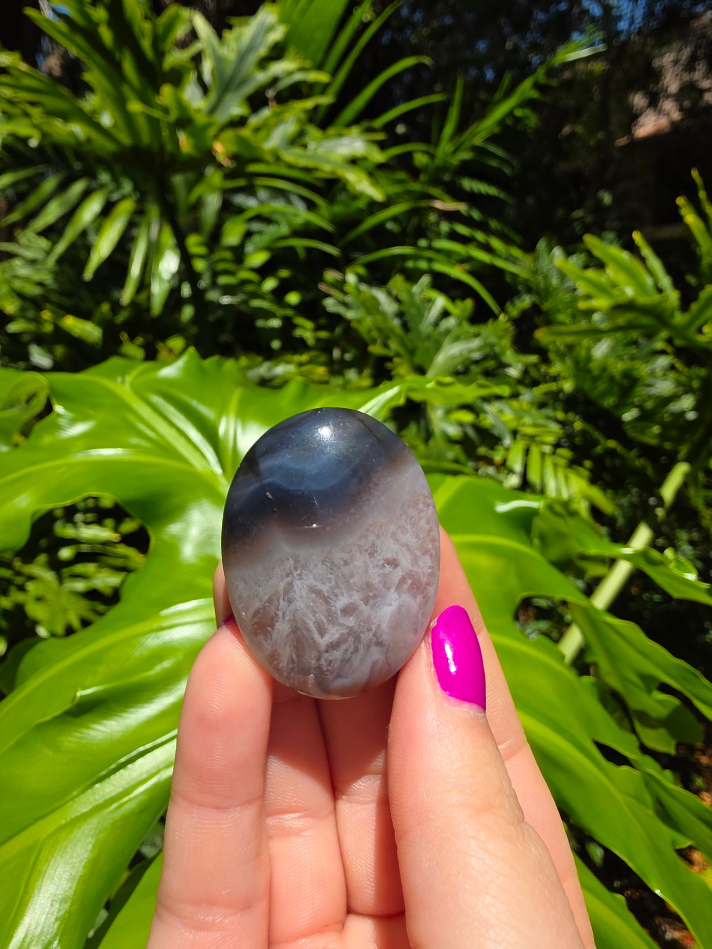 Blue Flower Agate Palm Stone [J]