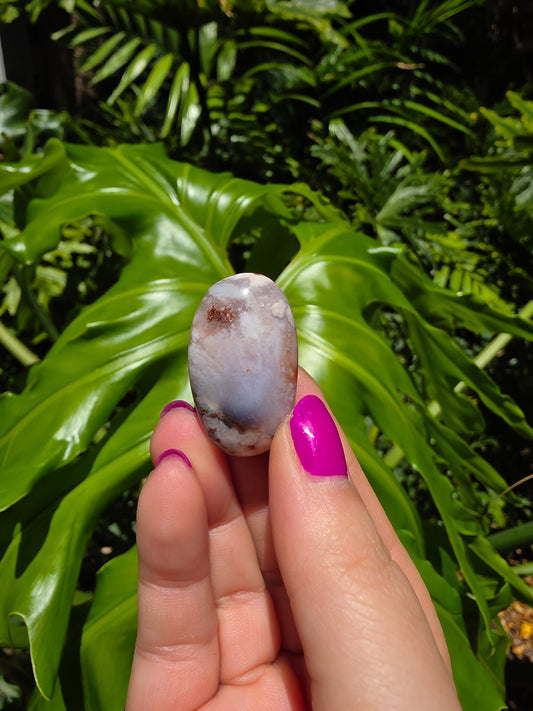 Blue Flower Agate Palm Stone • Option X • China