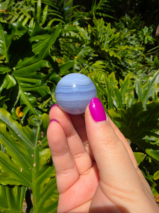 “Skyvoice Sphere” – Blue Lace Agate Mini [F]