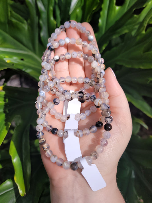 Dendritic Agate Beaded Bracelet (6mm)