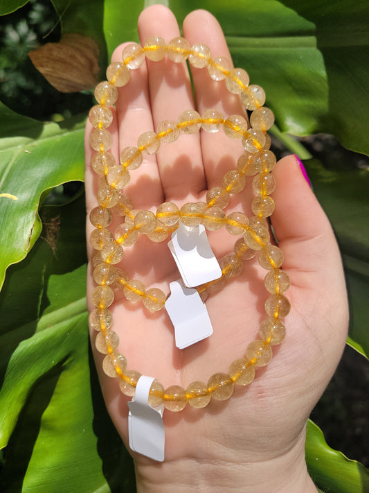 Golden Rutile Beaded Bracelet • 8mm