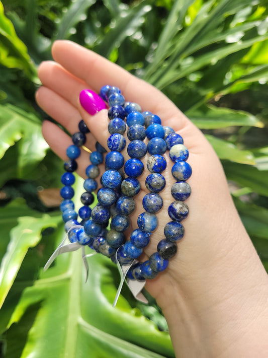 Lapis Lazuli Beaded Bracelet • 8mm
