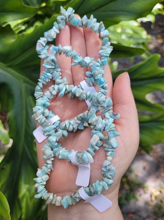 Larimar Chip Bracelet - Natural, Irregular Shapes