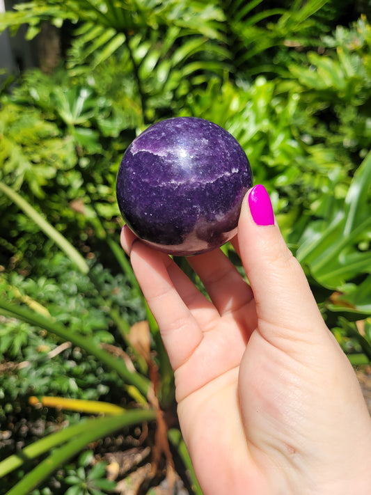 Lepidolite Purple Mica Sphere with Quartz [A]