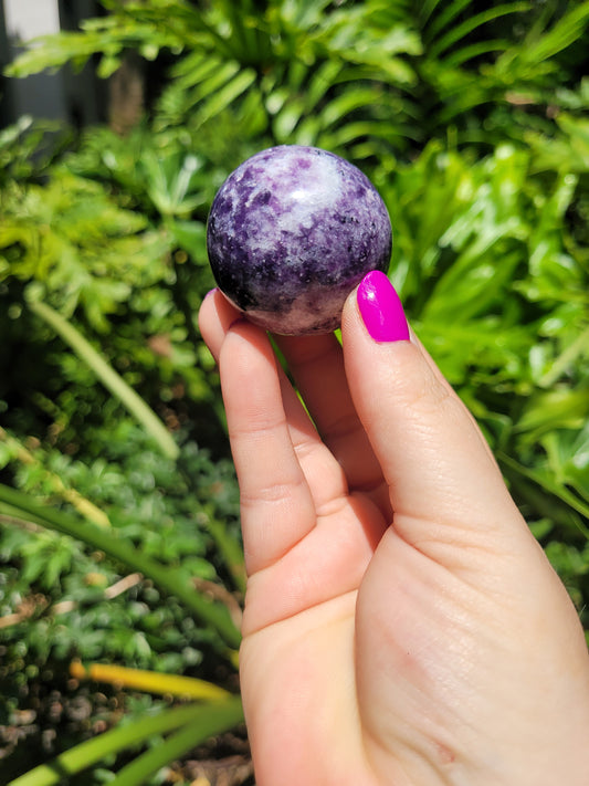 Lepidolite Purple Mica Sphere with Quartz [B]