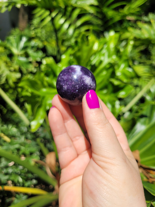 Lepidolite Purple Mica Sphere with Quartz [C]