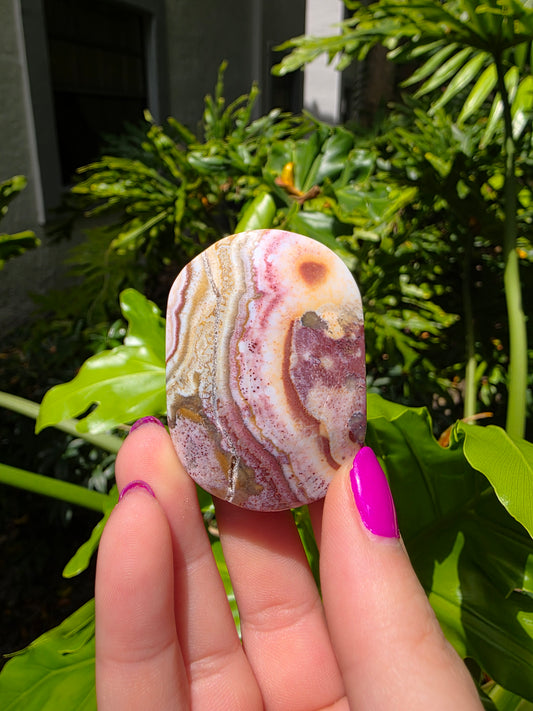 Red Mexican Crazy Lace Agate Palm Stone [N]