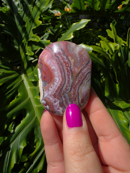 Red Mexican Crazy Lace Agate Palm Stone [NN]