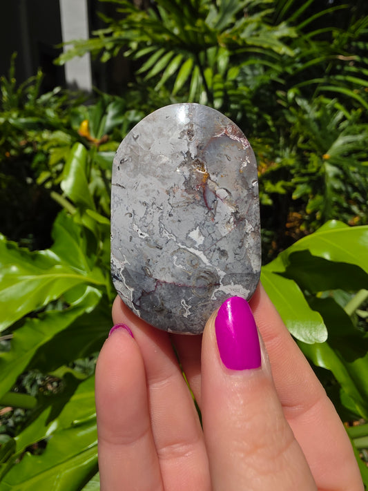 Red Mexican Crazy Lace Agate Palm Stone [R]
