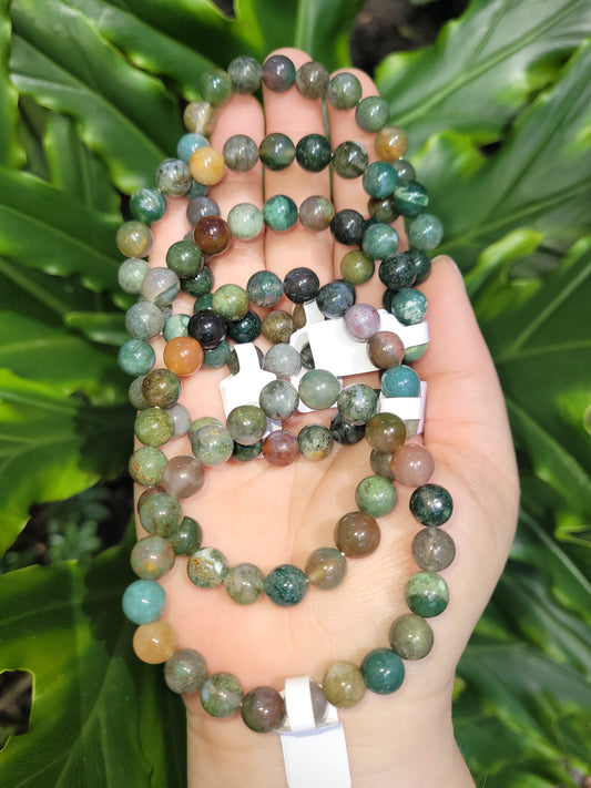 Rainbow Moss Agate Beaded Bracelet (8mm)