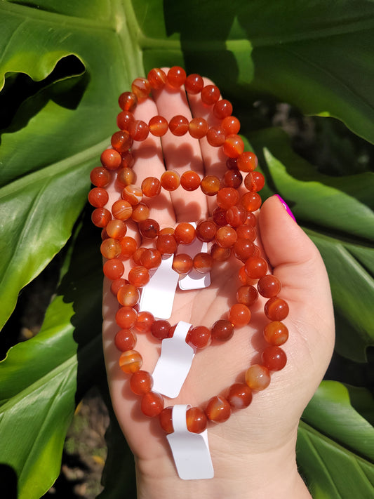 Red Carnelian Beaded Bracelet (8mm) [Grade A]