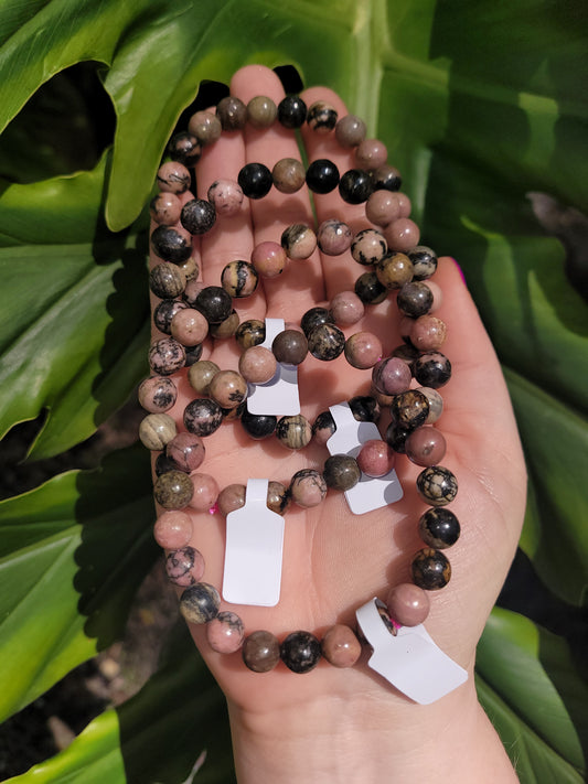 Rhodonite Beaded Bracelet (8mm)