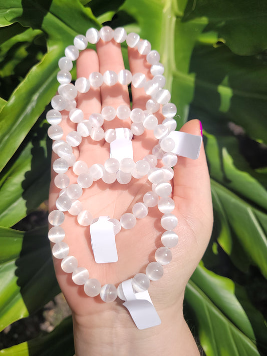 Selenite Beaded Bracelet (8mm)
