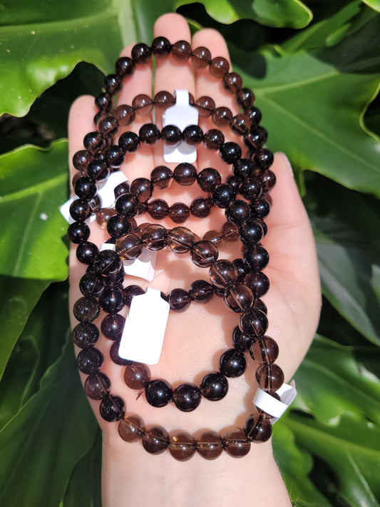 Smokey Quartz Beaded Bracelet (8mm) [Grade A]