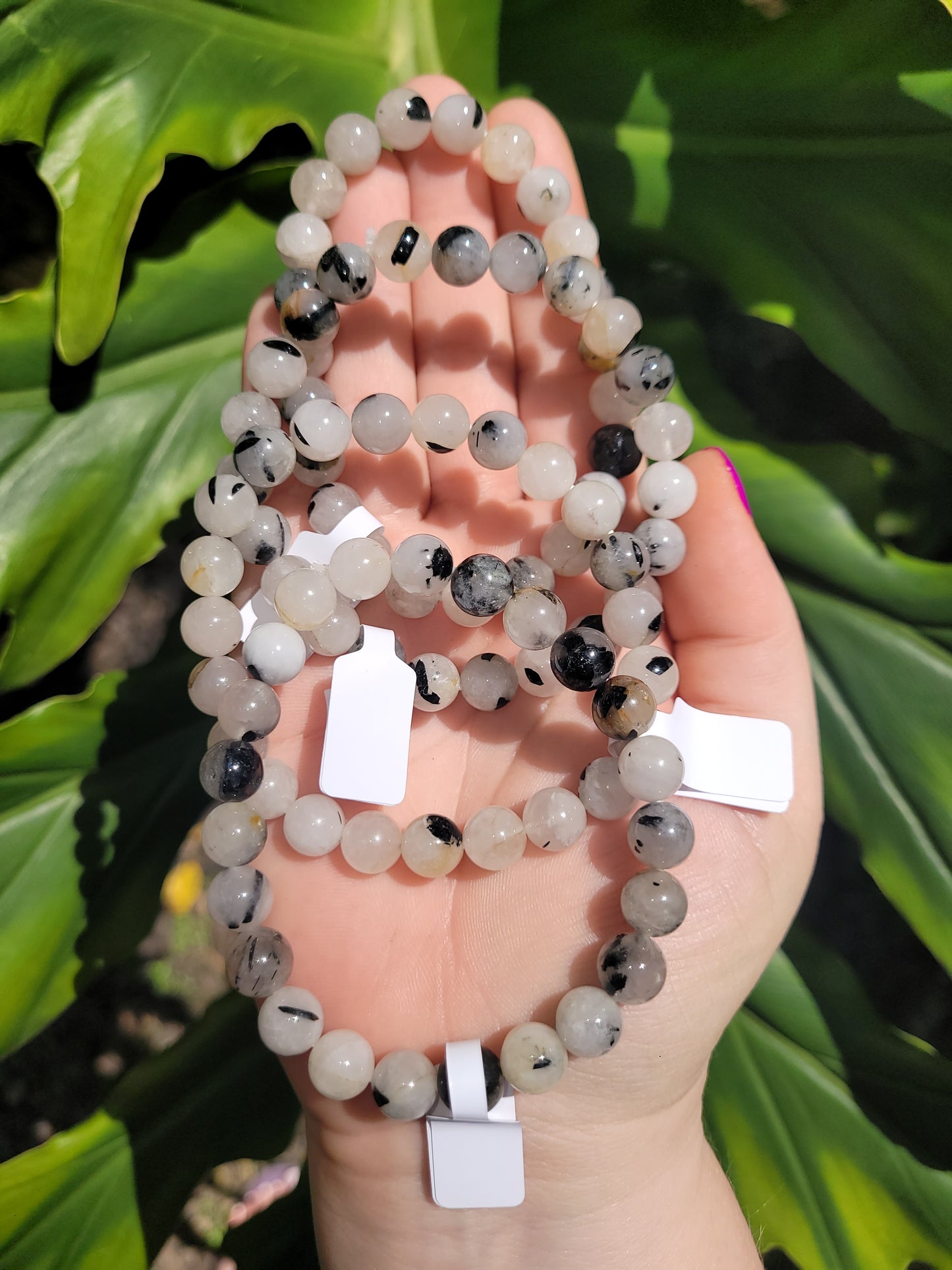 Tourmaline in Quartz Beaded Bracelet (8mm)