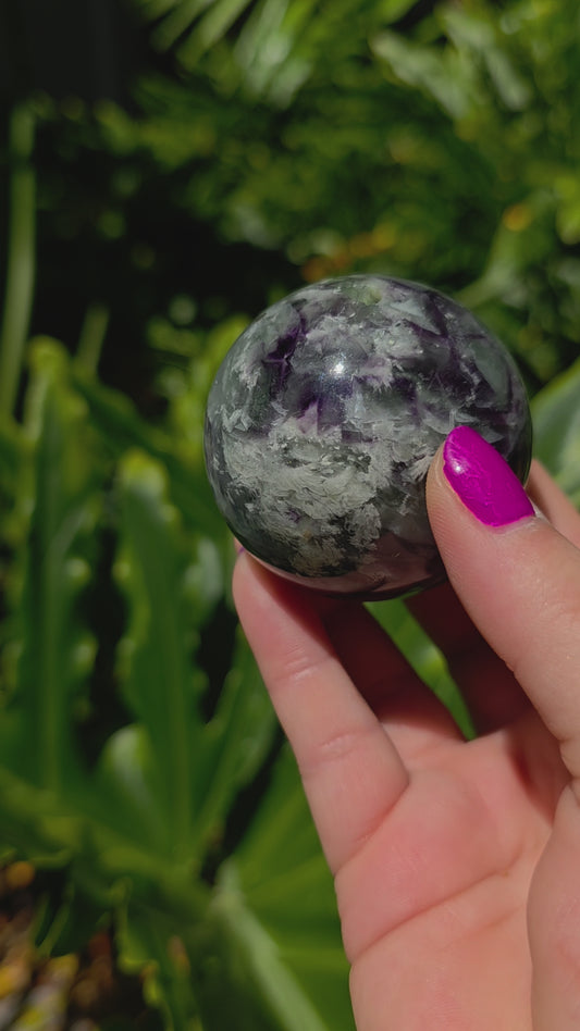 Rainbow Fluorite Sphere • Purple & Green