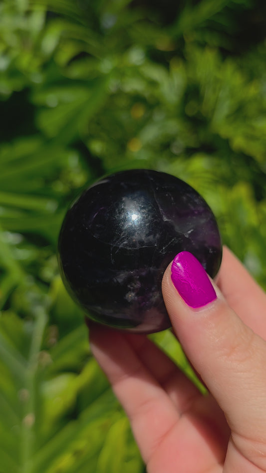 Rainbow Fluorite Sphere • Deep Purple