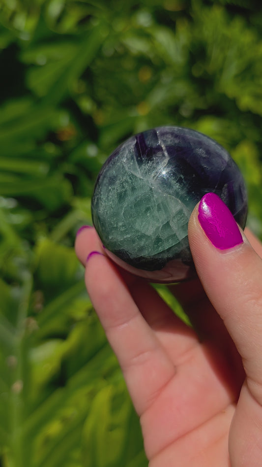 Rainbow Fluorite Sphere • Violet & Blue